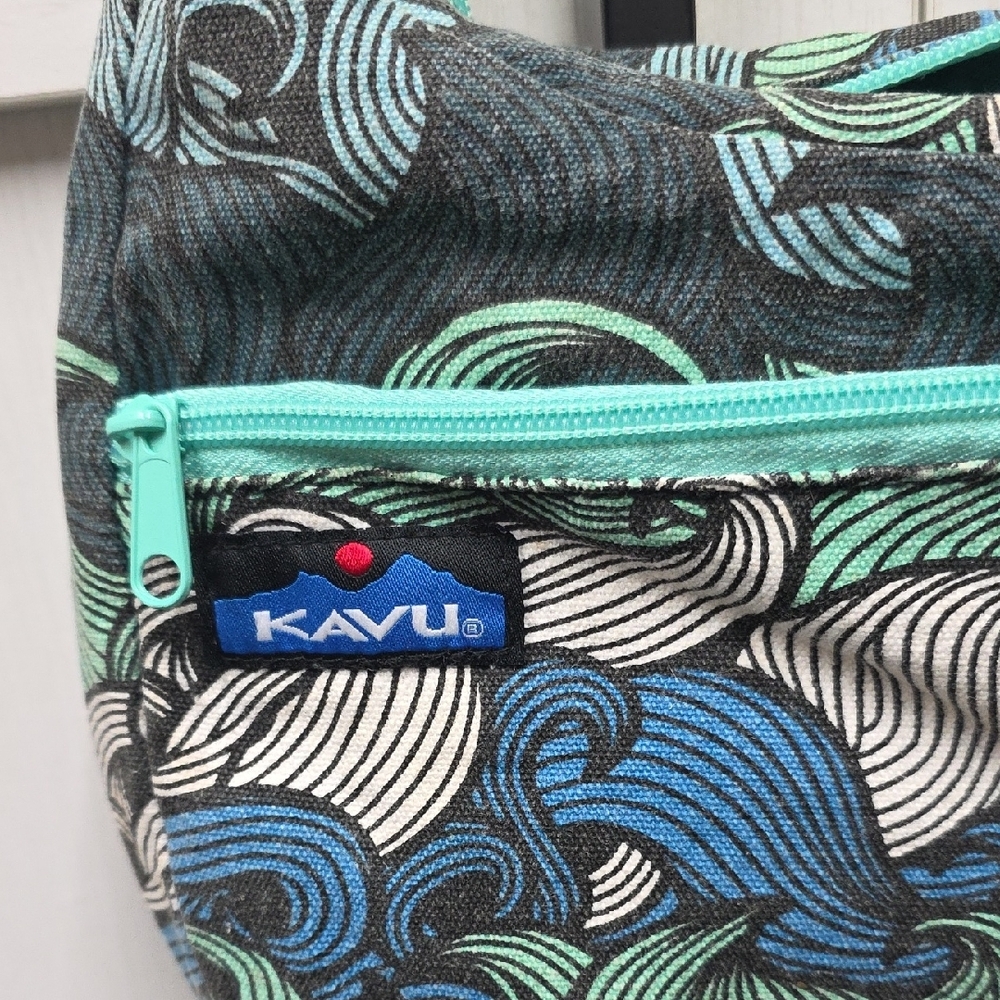 Kavu Swirl Pattern Shoulder Bag - Teal and Black - Picture 2 of 12